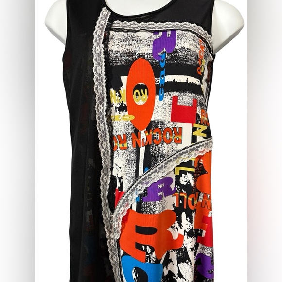 NWOT, Rio Collection, Sleeveless Tunic Rock & Roll, Large, Black & Colors - Picture 5 of 10